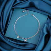 925 Sterling Silver Swan & Heart Charm Anklet for Women
